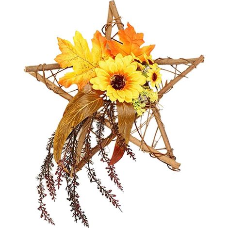 Fausse guirlande suspendue tournesol + corde de 95cm pour décoration intérieure Pentagram 40x30cm (1/5)