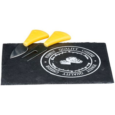 Set Coltello Forchetta per Formaggio con Vassoio Rettangolare in Ardesia Alpina