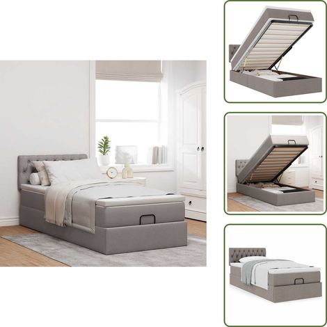 Ottoman-Bett mit Matratze Taupe 90x200 cm Stoff - Osmanischer Bettrahmen - Osmanische Bettrahmen - Osmanisches Bett - Osmanische Betten (1/5)