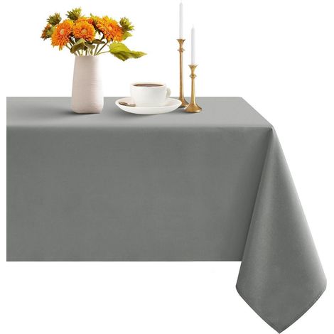 Tischdecke Grau 100x140 cm Rechteckig Abwaschbar Wasserabweisend für Esstisch & Garten