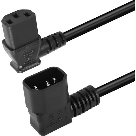 Dengmx-50cm 90 degrés IEC320 c14 à Angle Gauche c13 - 50 cm, 250V, compatible IEC320 - bricolage / maison (1/5)