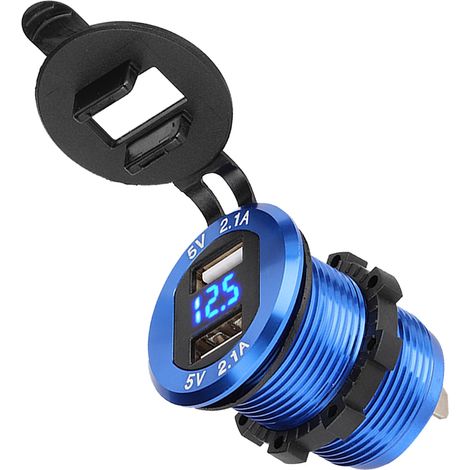 Prise allume-cigare 12-24V adaptateur double port USB chargeur avec voltmètre LED pour moto (1/5)