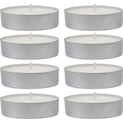 Lot de 100 mini bougies chauffe-plat blanches sans parfum, 4 heures de combustion sans fumée ni coulure, idéales pour les mariages. (1/5)