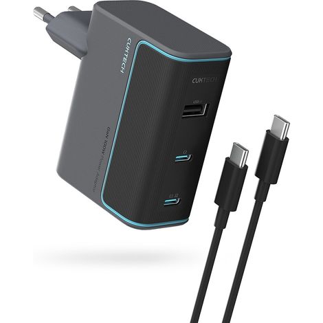 Caricabatterie da parete USB-C USB-A con cavo USB-C GaN da 100 W - Grigio (1/5)