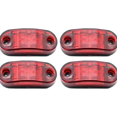 4pcs LED Side Sign Light 12V/24V Front and Rear Waterproof Indicator Lamp Position Sidelight for Caravan, Van, Truck, Trailer, Car, Bus Boat, Red