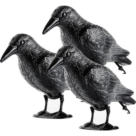 Corbeau Anti-Pigeon Noir, Effaroucheur Pigeons,Repousse Pigeon Balcon Toit Jardin,PE Haute Qualité(2 Pièce)