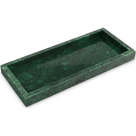 1 Plateau Marbre Naturel 30x13x3cm Surface Lisse Vert Pour Salle De Bain Cosmétiques Bijoux Décoration