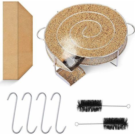 [French Days]Générateur de Fumée Froide, Spirale en Acier Inoxydable Fumoir à Froid Pour Gril Bouilloire Fumeur BBQ Boîte De Fumoir De Granule Fumage Viande Poisson avec 2 Brosse Nettoyage et 4 Croche (1/5)