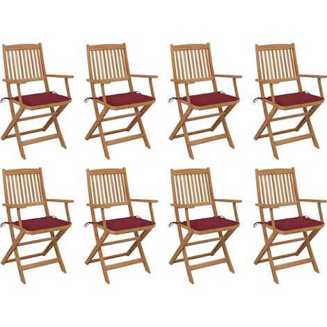 Klappbare Gartenstühle mit Kissen 8 Stk. Massivholz Akazie (1/5)