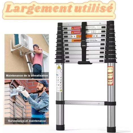 Échelle télescopique pliante multifonctionnelle en acier inoxydable de 3,2 mètres, échelle télescopique droite domestique