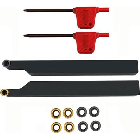 Support de tour 3/8" 1/2" SRACR1010/1212 H06 avec fraises rondes en carbure de tungstène RCMT0602 (2 supports 3/8" + 10 embouts) (1/5)