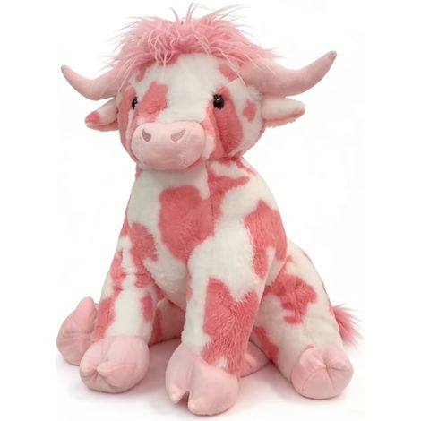 Vache Highland - Peluche - 50 cm - Rose Et Blanc - Décoration Intérieure Et Cadeau - 1 Pièce (1/5)