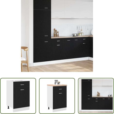 Schrank - Hängeschrank mit Regal Schwarz Eichen-Optik 50 x 46 x 81,5 cm (1/5)