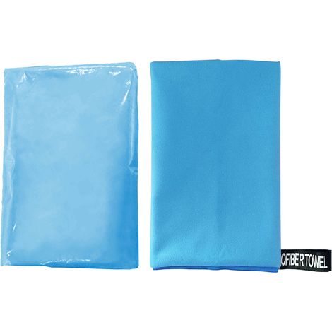 Doppelseitiges, schnelltrocknendes Mikrofaserhandtuch 76 x 152 cm – Tragbares Sporthandtuch für Yoga, Fitness und Schwimmen, extrem saugfähig und kompakt, Himmelblau-x
