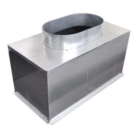 Plenum acier galvanisé 400x200mm – Reprise arrière diamètre 200mm – Pour ventilation VMC – Grille de soufflage – Baillindustrie