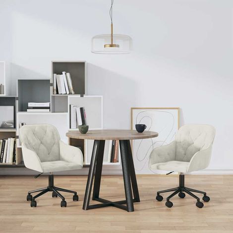 Esszimmerstühle 2 Stk. Drehbar Creme Samt (1/5)