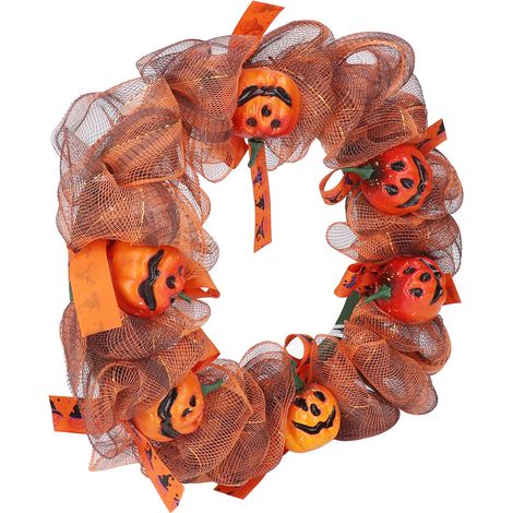 Halloween-Türkranz, Netz-Eingangsbehang mit Kürbissen, Wand-, Fenster- und Tischdekoration. (1/5)