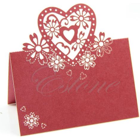 50 Pcs Cœurs Love Découpe Laser – Cartes de Table Mariage, Place Names, Décor Fête, Faveurs Invités (1/4)
