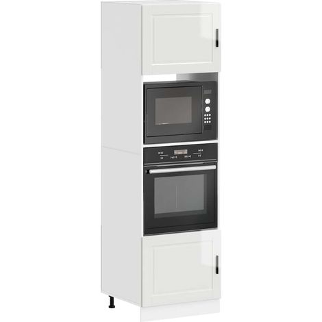 Armoires de four 2 pcs Porto blanc brillant bois d'ingénierie
