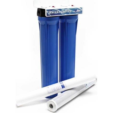 Naturewater NW-BRK02 2 Stufen Wasserfilter, 5 µ, 26,16 mm (3/4") Filtereinsatz, PP Kartusche Filter, Filterschlüssel, Sedimentfilter Aktivkohleblock