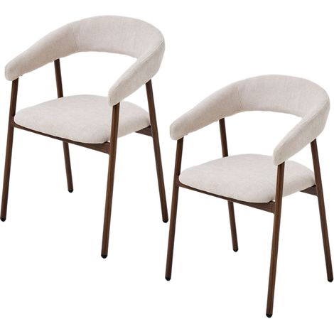 PPkrimnel Lot De 2 Chaises À Manger Beige Avec Pieds Noyer