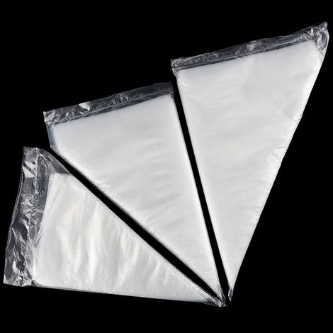 300 poches à douille jetables transparentes en PO épais pour gâteaux, crème, confiture, chocolat et ustensiles de pâtisserie - Petit format (1/5)