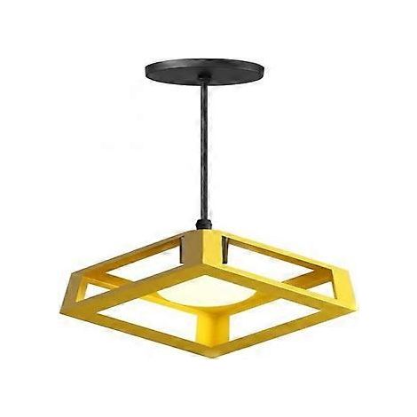 Pendelleuchte Lnaire Moderne Lustre Forme Cube Lampe de Plafon de Style Gomtrique en Mtal E27 Plafonnier pour Chambre Salon Restaurant - 16CM, Jaune Jaun