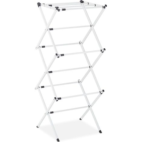 Stendibiancheria pieghevole estensibile 106 x 43-74 x 38 cm 6 livelli pratico salva-spazio in metallo bianco 130008682