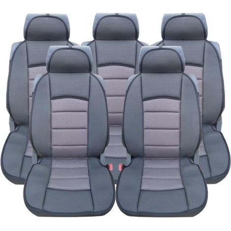 Sitzbezüge für Ford S-MAX, C-MAX, VW Touran, Sharan, Toyota Corolla Verso, Textil, grau-schwarz