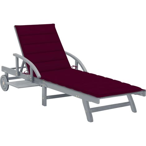 Chaise longue de jardin avec coussin Bois d'acacia solide