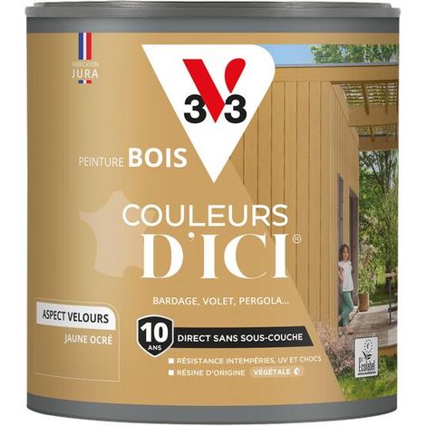 Peinture bois extérieur Couleurs d'Ici® V33 Jaune ocré Velours 0,5L