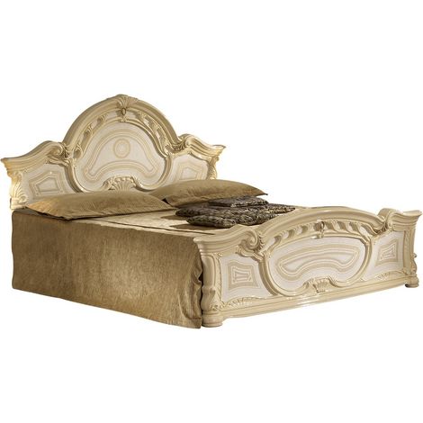 Lit baroque laqué beige Soraya 180x200 (1/4)