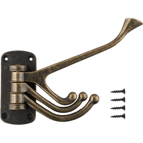 Porte-manteau pivotant à 3 bras pliables, crochet mural en bronze, très robuste et peu encombrant (1/4)