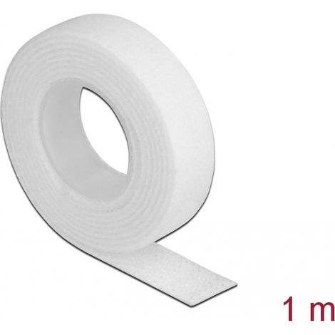 Delock Cinta de gancho y bucle en rollo LA 1 m x AN 13 mm blanco