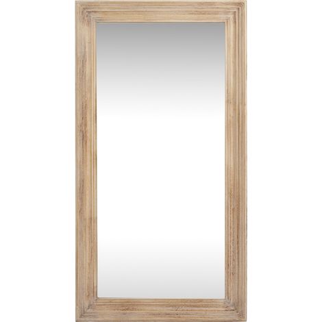 Washed Wood Framed Mirror - Glass - L3 x W76 x H120 cm - Brown