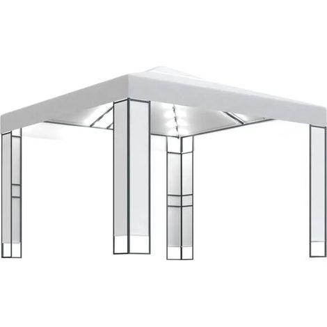 Gazebo blanc à double toit avec éclairage LED, 3 x 3 mètres (1/5)