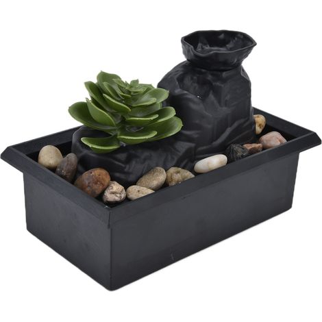 Fontaine à eau décorative USB 3V avec plantes succulentes et lumière LED pour la décoration intérieure de la maison, du bureau ou d'une table. (1/5)
