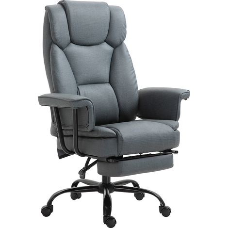 Fauteuil de bureau ergonomique pivotant 360° réglable en hauteur avec appui-tête, accoudoirs rembourrés, repose-pieds et revêtement similicuir – 68x80x120-126 cm (1/5)