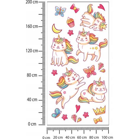 Kinderaufkleber Bunte Einhörner 100x200cm (1/4)