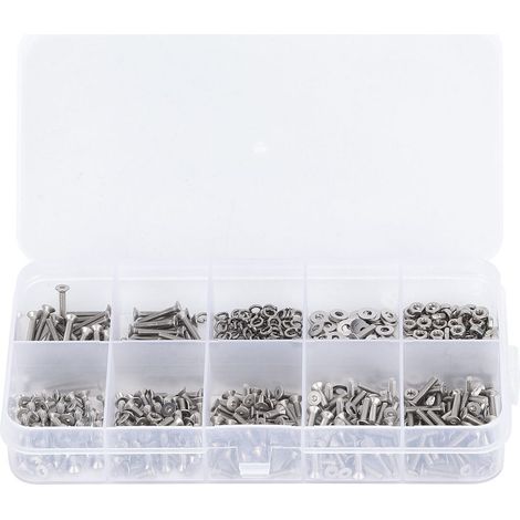 600 vis inox tête fraisée - Kit écrous rondelles pour assemblage mécanique (1/5)