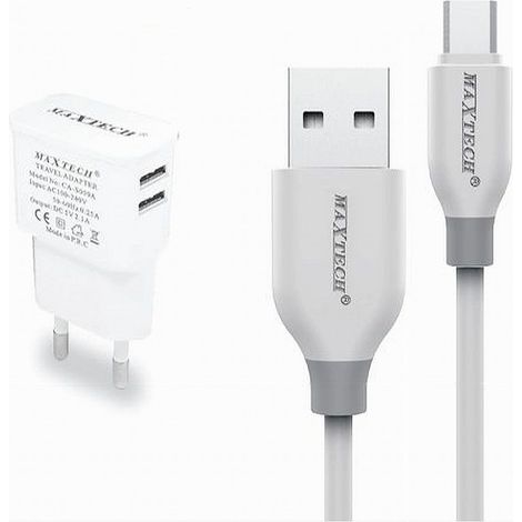 Kit Chargeur Mural 2 Ports Usb 2,1 A + Câble Micro Usb 1 M Maxtech Ca-s039 (1/3)