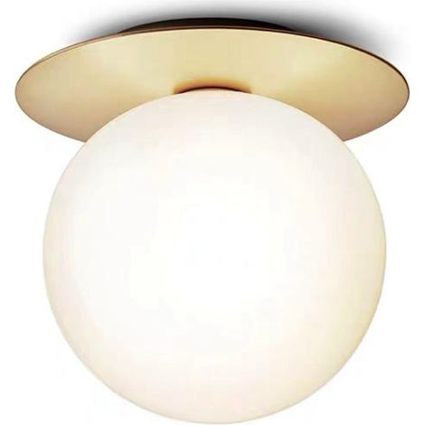 Milchkugel - Deckenleuchte aus goldfarbenem Messing, 18 cm (1/5)