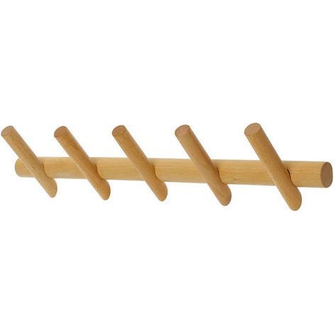 Moderne und einzigartige Wandgarderobe aus Holz. Garderoben- oder Handtuchhalter – 5 Haken zum Aufhängen von Hüten, Mänteln, Handtaschen und Kleidung aller Art. (1/5)