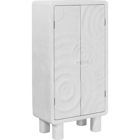 Armoire en bois effet béton blanc Danaé (1/5)