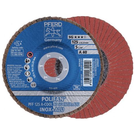 Disque à lamelles POLIFAN A-COOL SG INOX+ALU D. 125 mm granulation A-60 plat INO (Par 10)