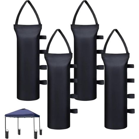 Un ensemble de 4 sacs lestés épais, adaptés aux auvents et aux tentes (47 x 20 cm - noir, sable non inclus). (1/5)