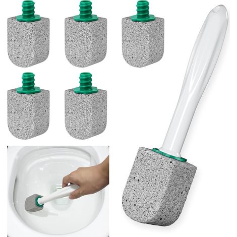 Toilet cleaner with pumice stones removes limescale and stains. Includes 1 cleaning stick + 5 pumice stones. (1/5)