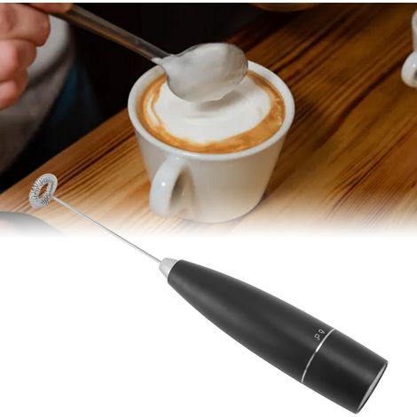 Batteur électrique manuel mini portatif sans fil rechargeable - Crème pour café, mélangeur pour boissons, fouet pour œufs - ABS, stainless steel 304, 95g, 2xAA batteries, 3.5x24cm, 1 unité (1/5)