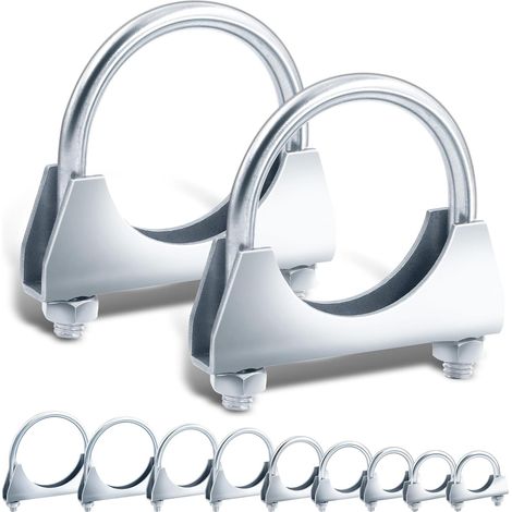 2 Pcs 1-3/4" Exhaust Pipe U Clamps U-Shaped Exhaust Muffler Pipe Clamps (1/5)