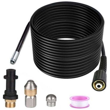 pair Déboucheur de canalisation 15m Compatible Karcher K2-K7 Pression 400Bar Nettoyage en profondeur des tuyaux courbés (1/5)
